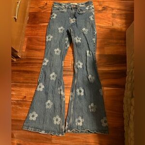 Wrangler Jane Hero Flare Jeans Size 2x32 Floral Y2K Festival (0331)